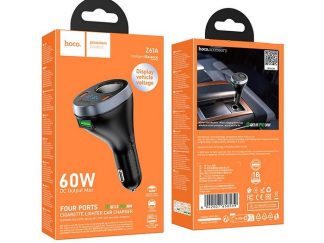 Зарядний пристрій автомобільний 2USB 3,1А+вольтметр+розетка Z61A